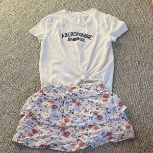 Abercrombie White T-Shirt and Floral Skirt Set